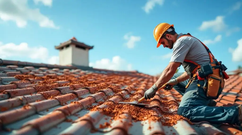 A Keizer commercial building featuring newly installed terracotta clay roof tiles under clean, natural Oregon sunlight.