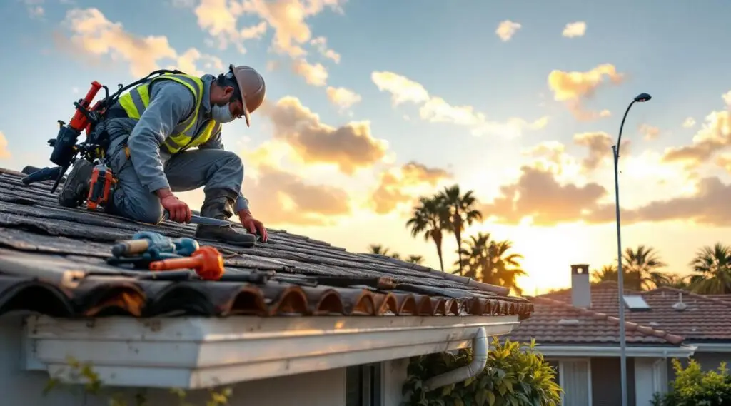 A professional roofing crew working together to install a new shingle roof on a residential home in Salem, Oregon, showcasing safety gear and equipment.