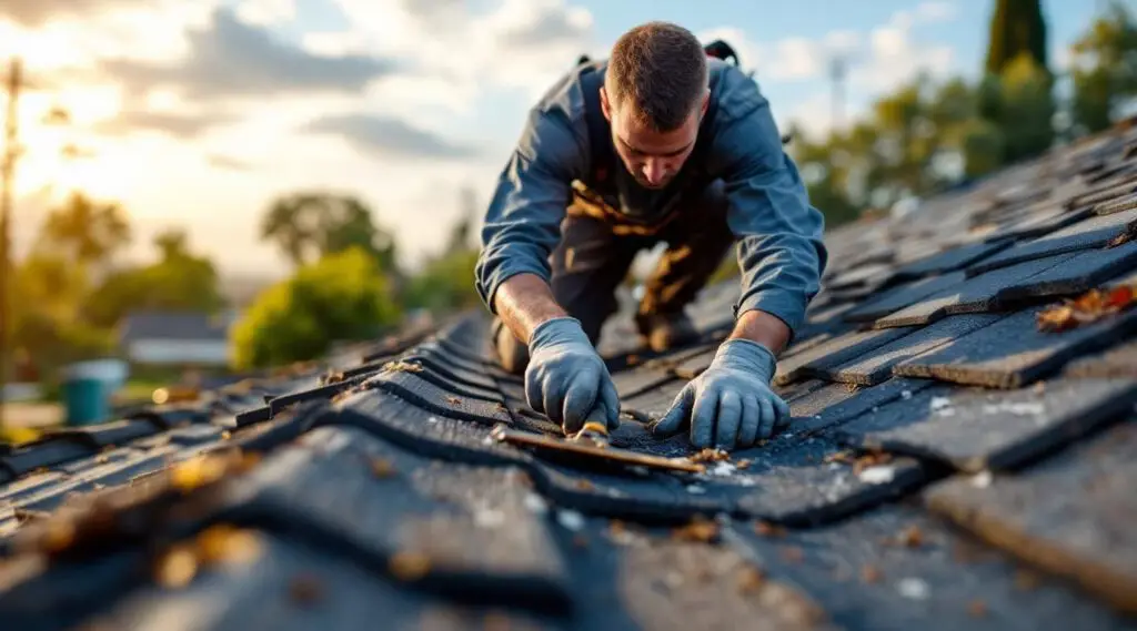 A professional roofing crew installing heavy-duty architectural shingles on a Keizer commercial office building.